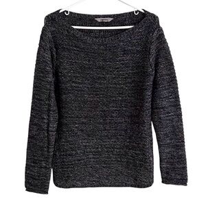 Athleta Chill Merino Wool Wide Neck Sweater Chunky Neutral Marled Grey Medium